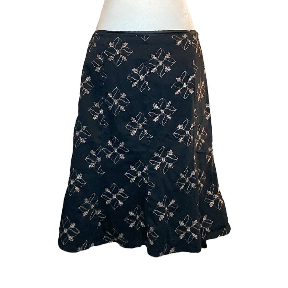 Apostrophe Black Gold Embellished Midi Skirt